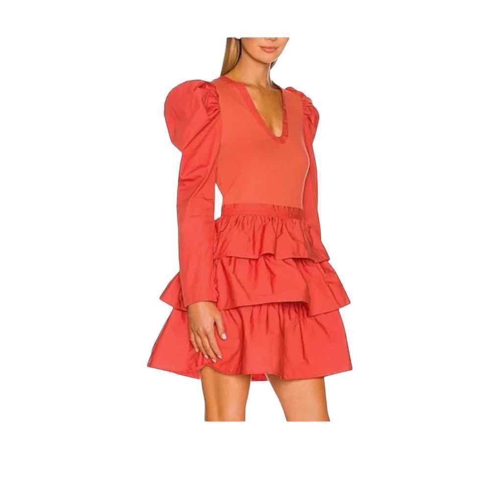 Ulla Johnson Amiri Dress Tiered Ruffle Mini Women’s Rust Size Medium